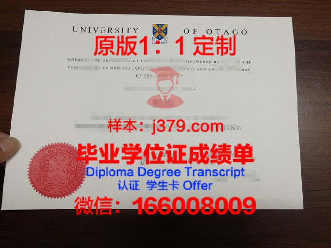 奥塔哥大学教育学院毕业证样本