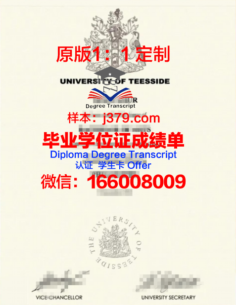 提赛德大学毕业证模板 Teesside University Diploma