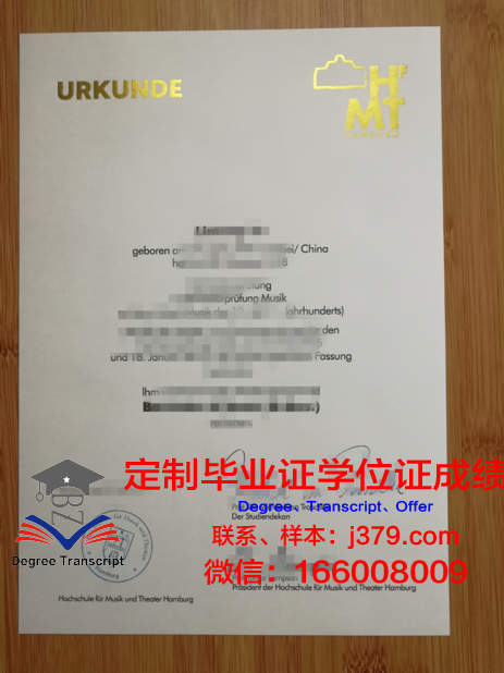 汉堡品牌应用技术大学毕业证书模板(汉堡应用技术大学qs)