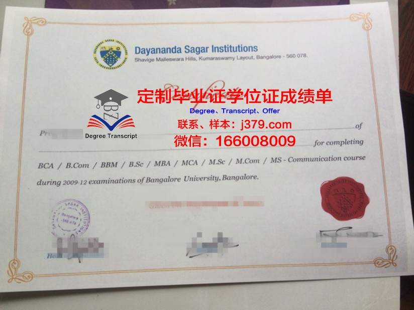 班加罗尔大学毕业证展示